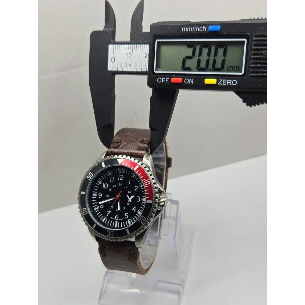 American Eagle Outfitters Mens Coke Bezel Brown Leather Quartz Watch New Battery